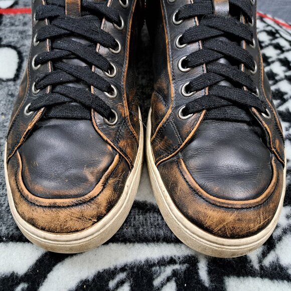 Prada Mens Old Nappa Leather Rustic Brown High Top Sneaker Size 7 Men - Picture 15 of 16